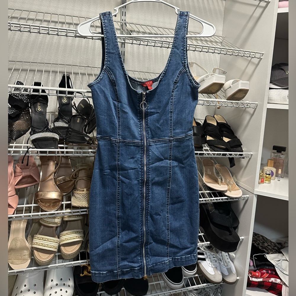 Guess Denim Zipper Bodycon Dress